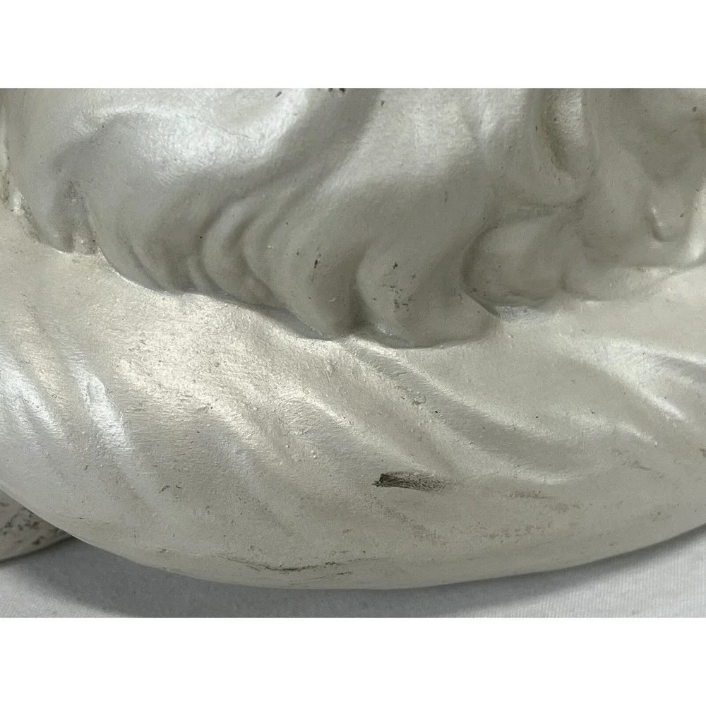 Vintage MCM Persian White Cat Statue with Green Eyes 12